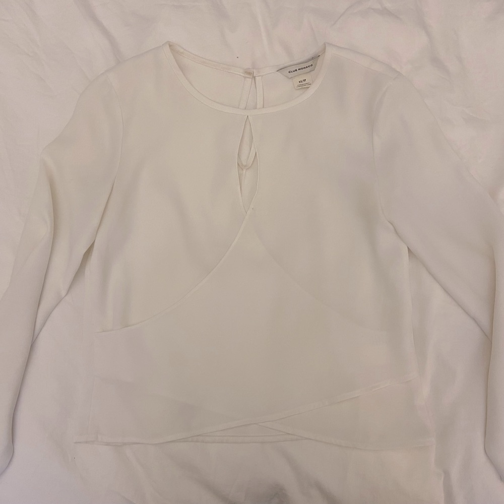 Club Monaco White Front Wrap Blouse XS